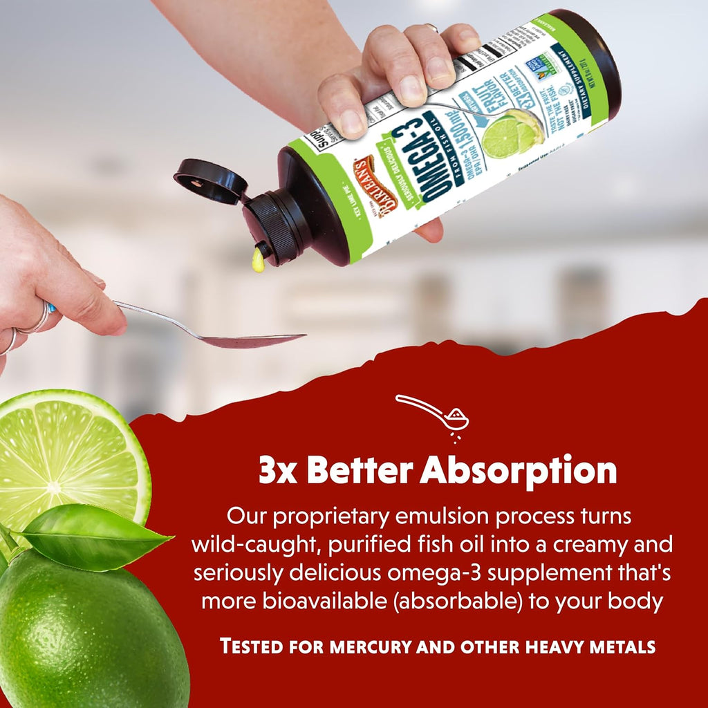 Barlean's Organic Oils Seriously Delicious Omega-3 High Potency Fish Oil, Key Lime Pie, 16 Fl Oz