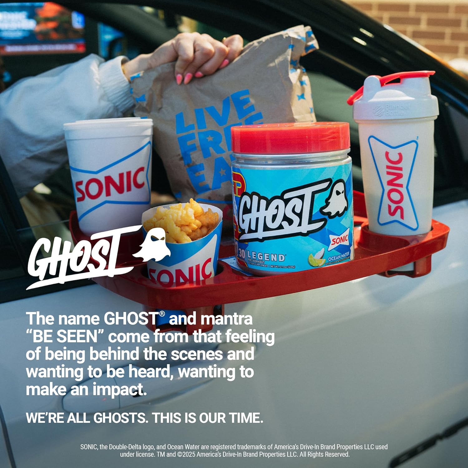 GHOST Legend Pre-Workout Powder, Sonic Ocean Water - 30 Servings – Pre-Workout for Men & Women with Choline, L-Citrulline, & Beta Alanine for Energy & Focus