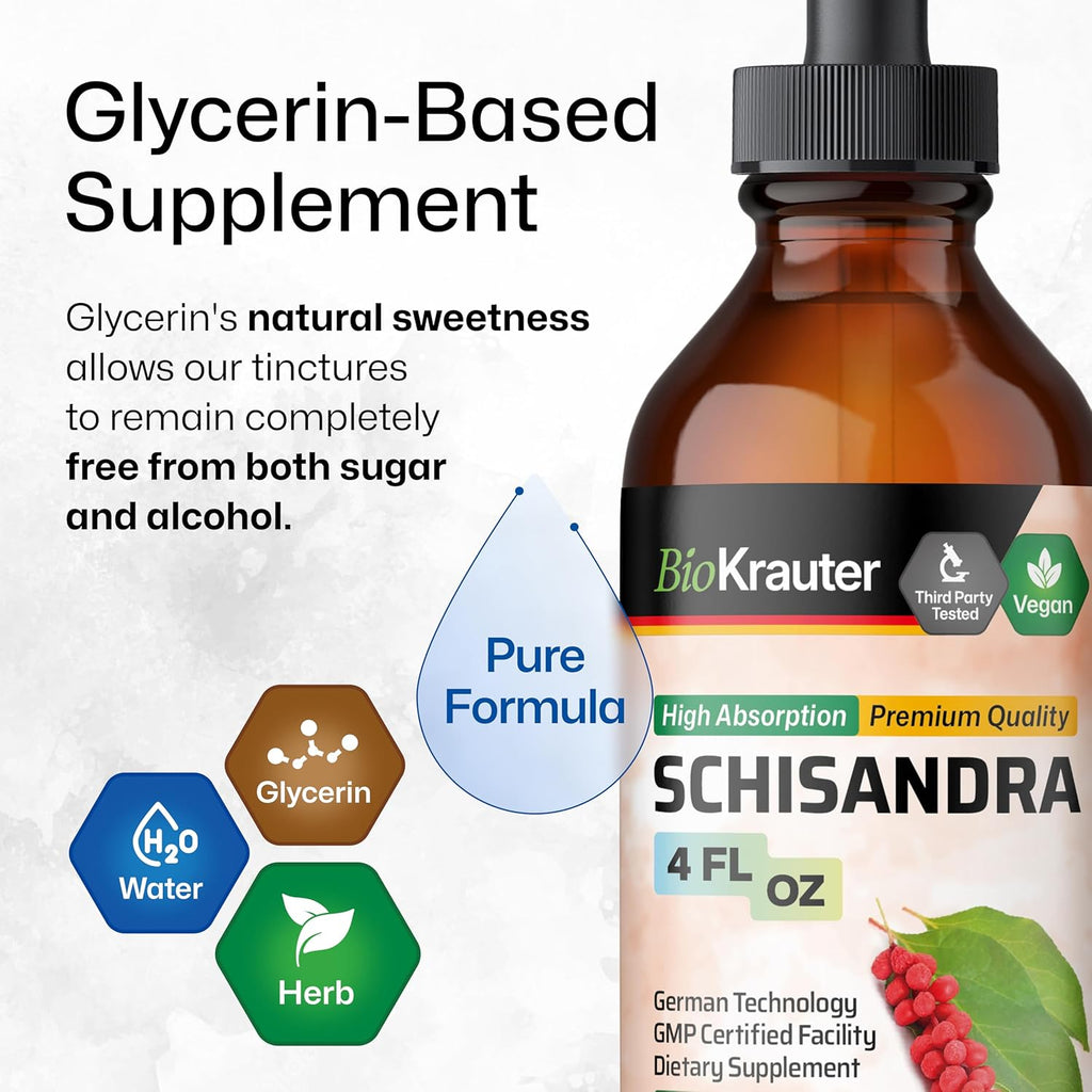 BIO KRAUTER Schisandra Berry Drops - Natural Schisandra Supplement for Mood Support - Alcohol & Sugar Free Extract - 4 Fl.Oz.