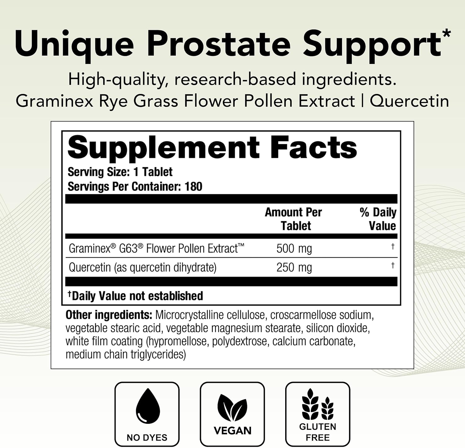 Theralogix Prostate PQ - Rye Grass Pollen Extract & Quercetin Supplement - 90-Day Supply - Antioxidant Support for Prostate & Pelvic Health & Urinary Tract Function* - NSF Certified - 180 Tablets