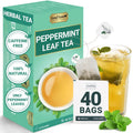 LeafLea 40 Peppermint Tea Bags, Natural Peppermint Leaf Herbal Tea with Cool Taste, Te De Menta for Gentle Digestive Support, Te De Hierba Buena, Caffeine-Free, Sugar-Free, Vegan, Individually Wrapped