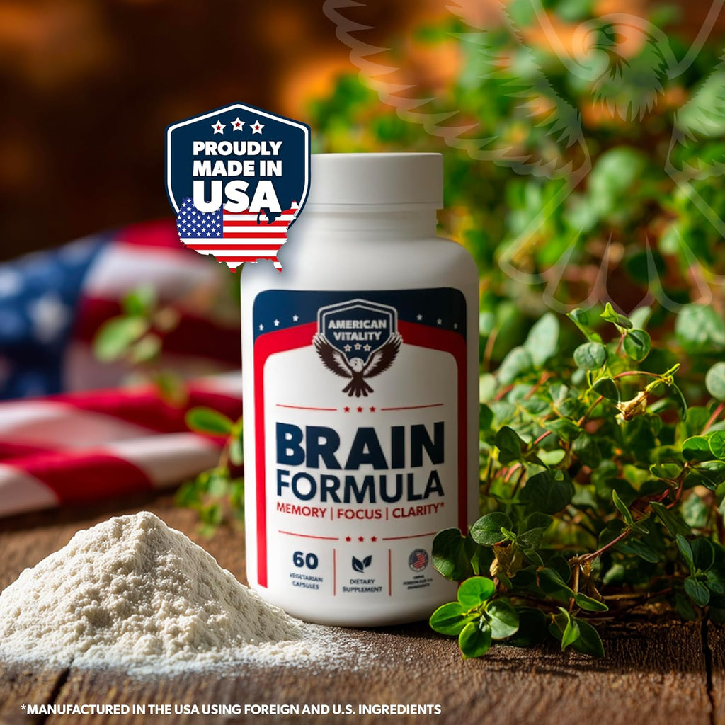 Brain Formula – with Niacin, Vitamin B6 & GABA – Provides Nutritional Support for Brain Health & Mental Performance* – 60 Capsules
