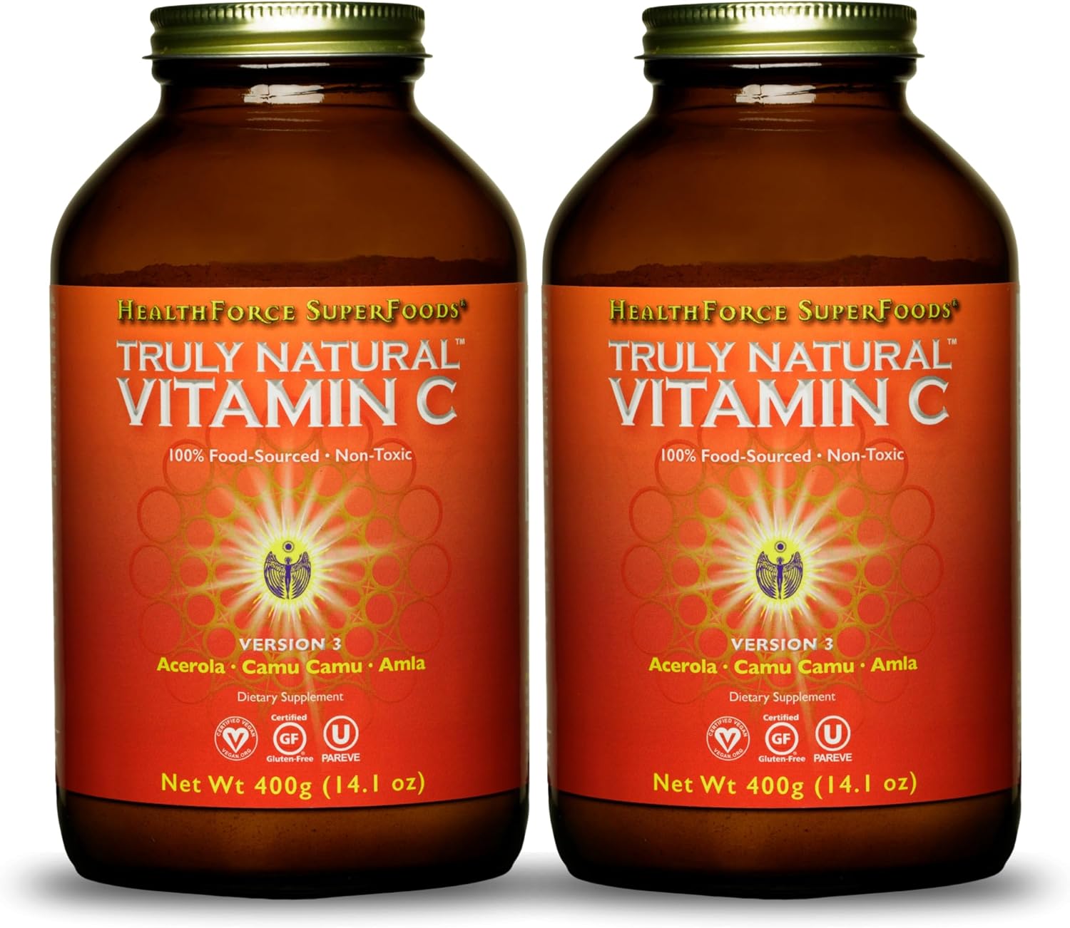 HEALTHFORCE SUPERFOODS Truly Natural Vitamin C - Immune Support Supplement with Camu Camu Berry - Vitamin C Supplement for Immune Health - Vegan, Non-GMO - 400 Grams, 67 Servings (Pack of 2)