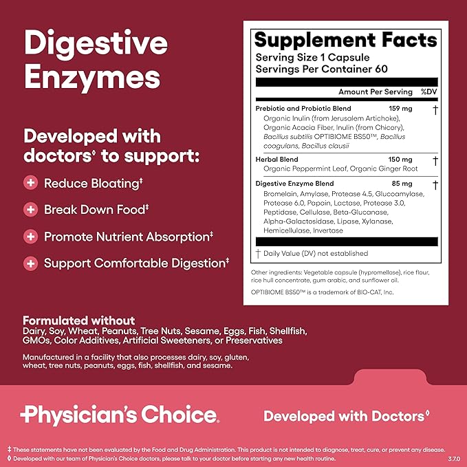Physician's CHOICE Gut Guardian Bundle: Advanced Bloating & Digestion Support with 60 Billion Probiotic, Digestive Enzymes & Bloat + Gas Probiotic - Daily Gut Health Support for Women and Men