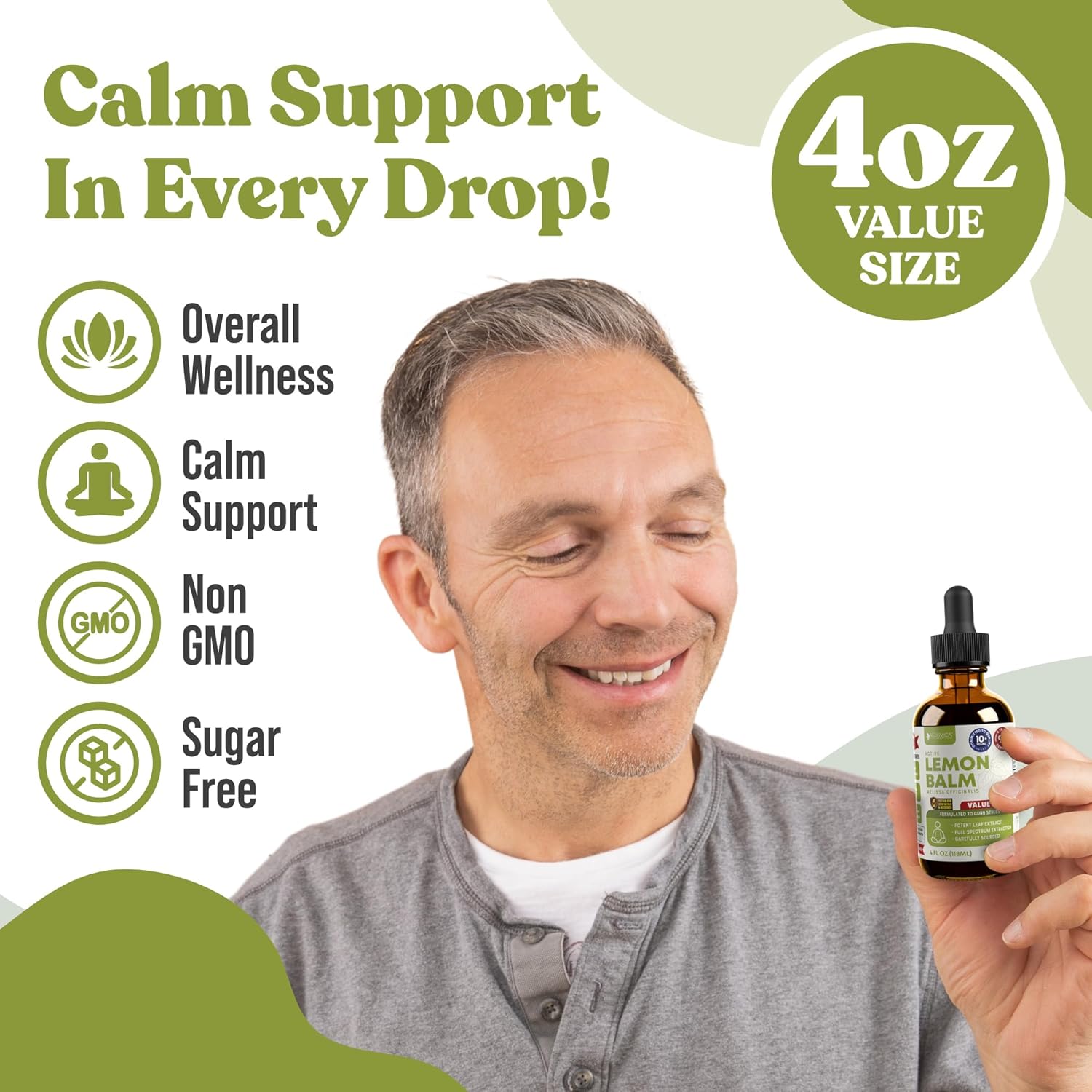 Rejuvica Health Active Lemon Balm 4oz XL Super Size - Advanced Lemon Balm Liquid Extract - Calm Support Drops - Vegan Sugar Free Non GMO Tincture
