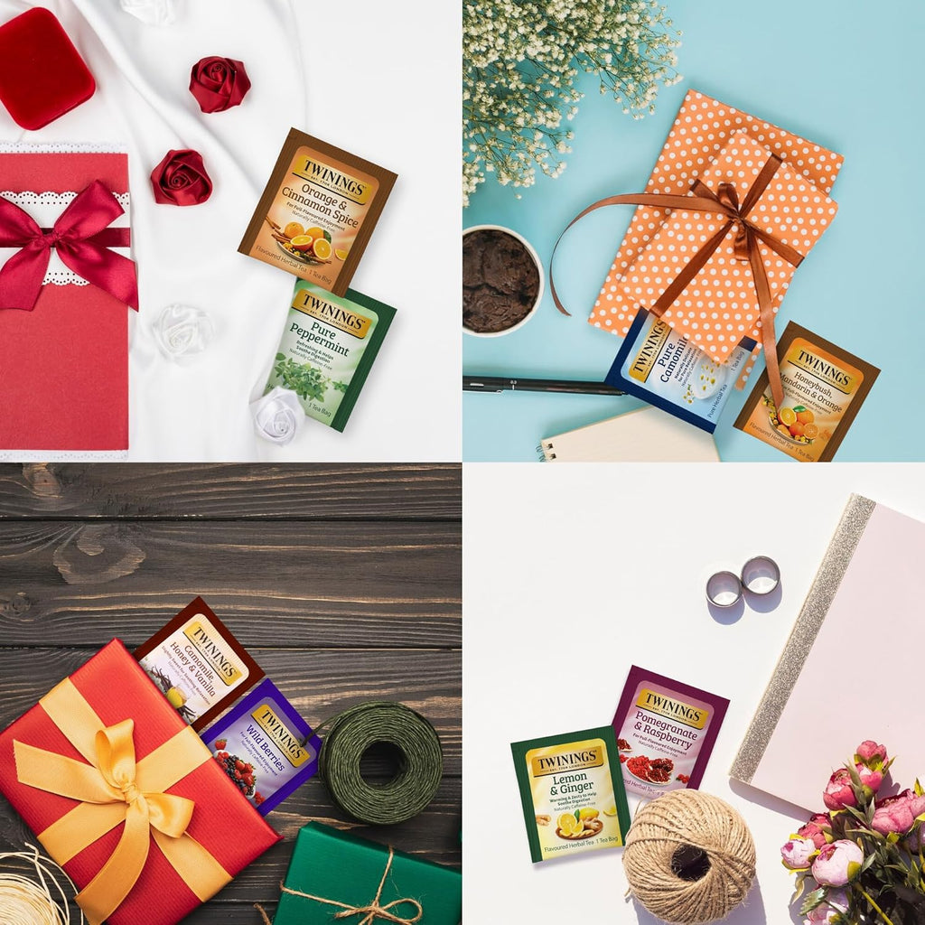 Twinings 48 Tea Bags Herbal Variety Pack – 12 Herbal Flavors with 20 Honey Sticks, Perfect Tea Gift Set for Any Occasion