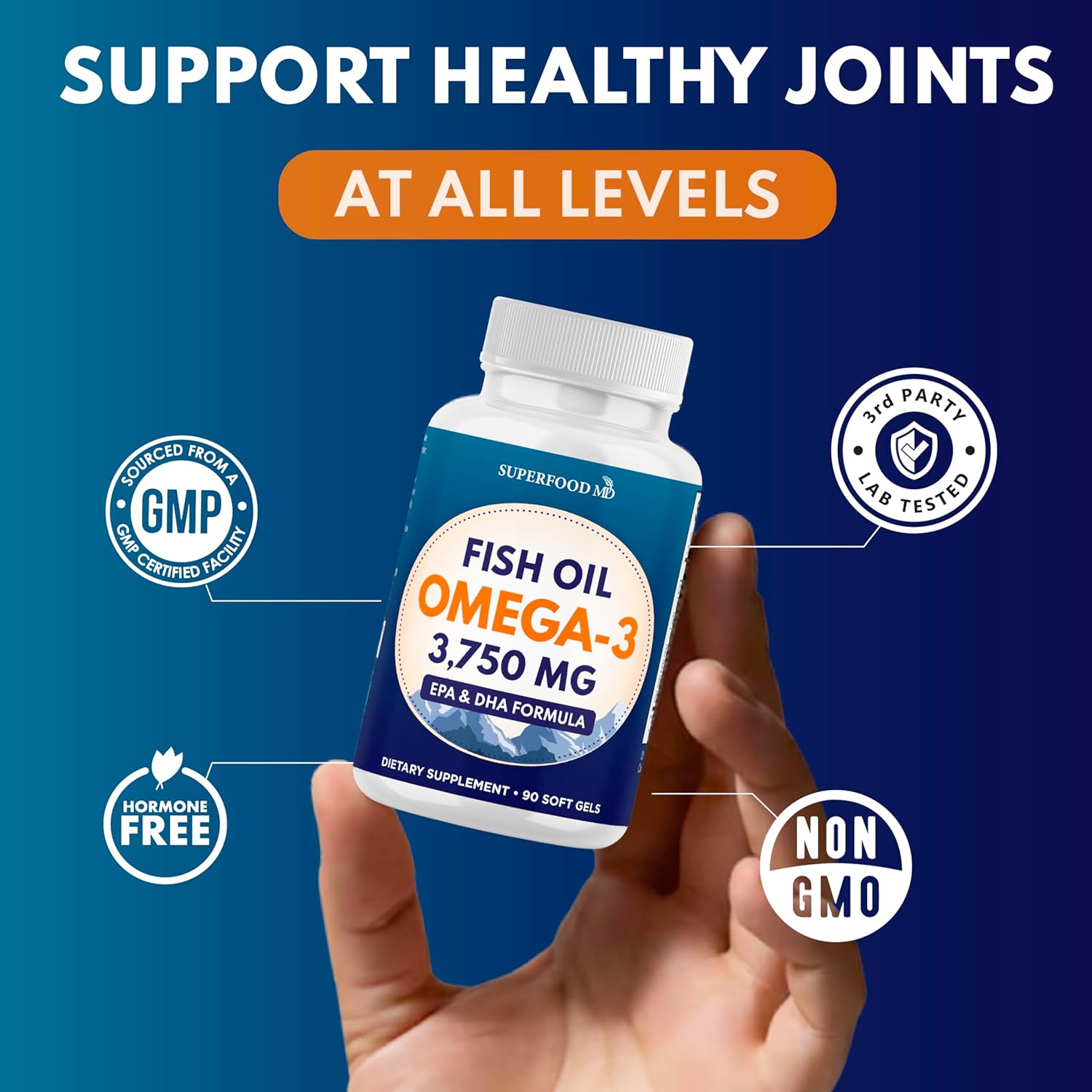 Triple Strength Omega 3 Fish Oil 3750 mg - EPA & DHA - Over 3000mg Omega-3 Fatty Acids - 1350mg EPA + 900mg DHA - Best Essential Fatty Acids, Burpless Fish Oil - 270 Count