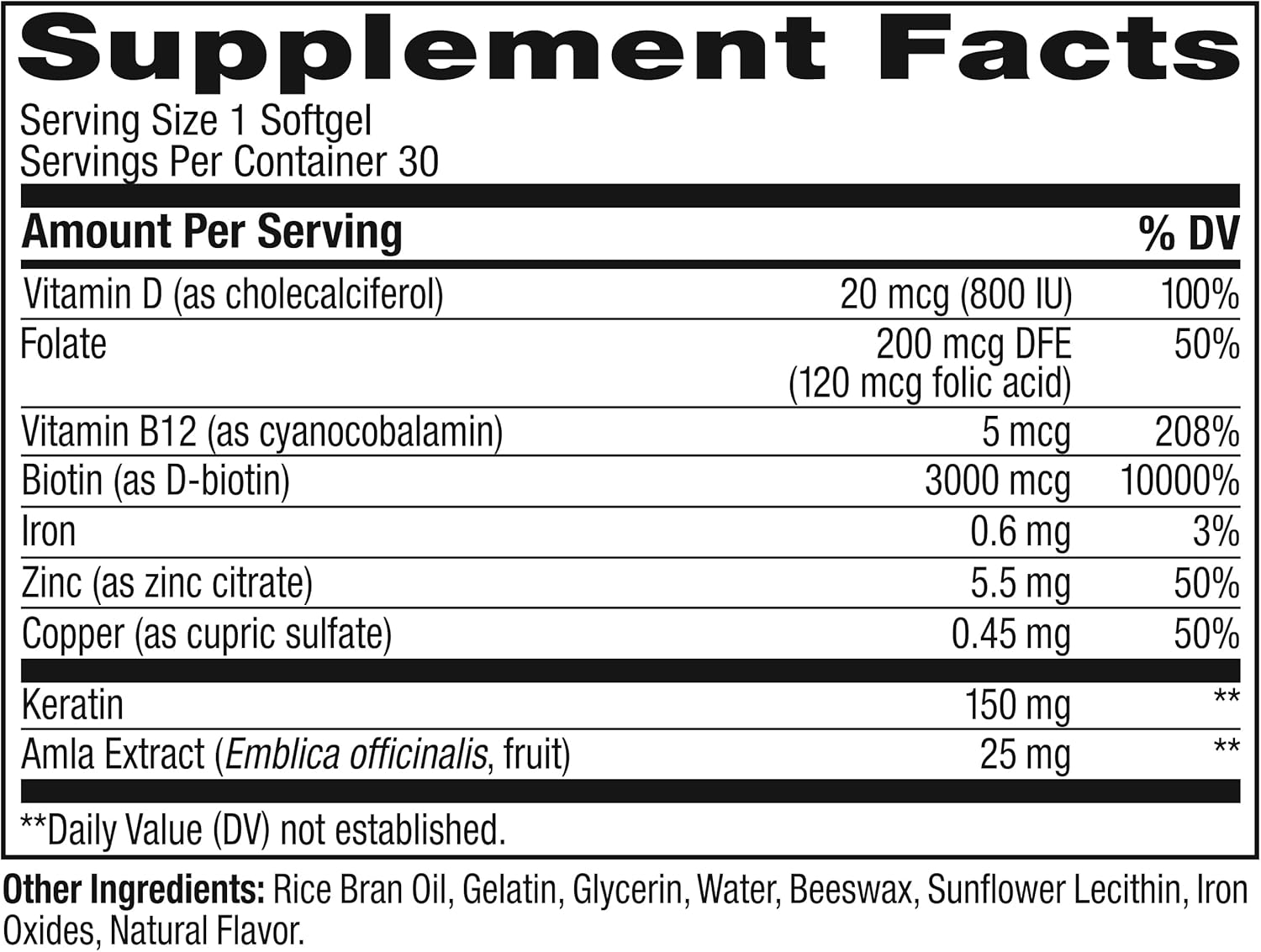 OLLY Ultra Strength Hair Softgels, Supports Hair Health, Biotin, Keratin, Vitamin D, B12, Hair Supplement, 30 Day Supply - 30 Count (Packaging May Vary) (Pack of 2)