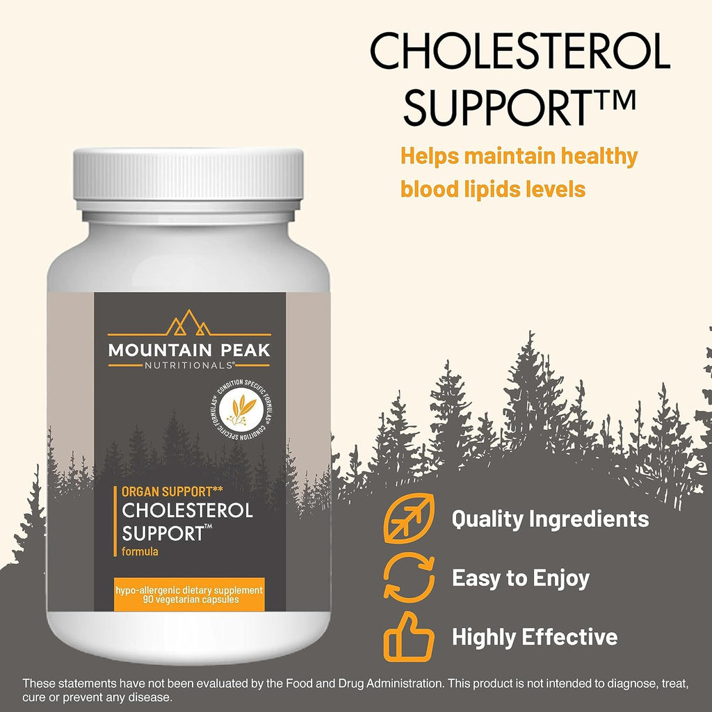 Mountain Peak Nutritionals Cholesterol Support Supplement - with Artichoke Extract, CoQ10, & Red Yeast Rice - Plant-Based Formula Supports Heart Health & Healthy Lipid Levels (90 Vegetarian Capsules)