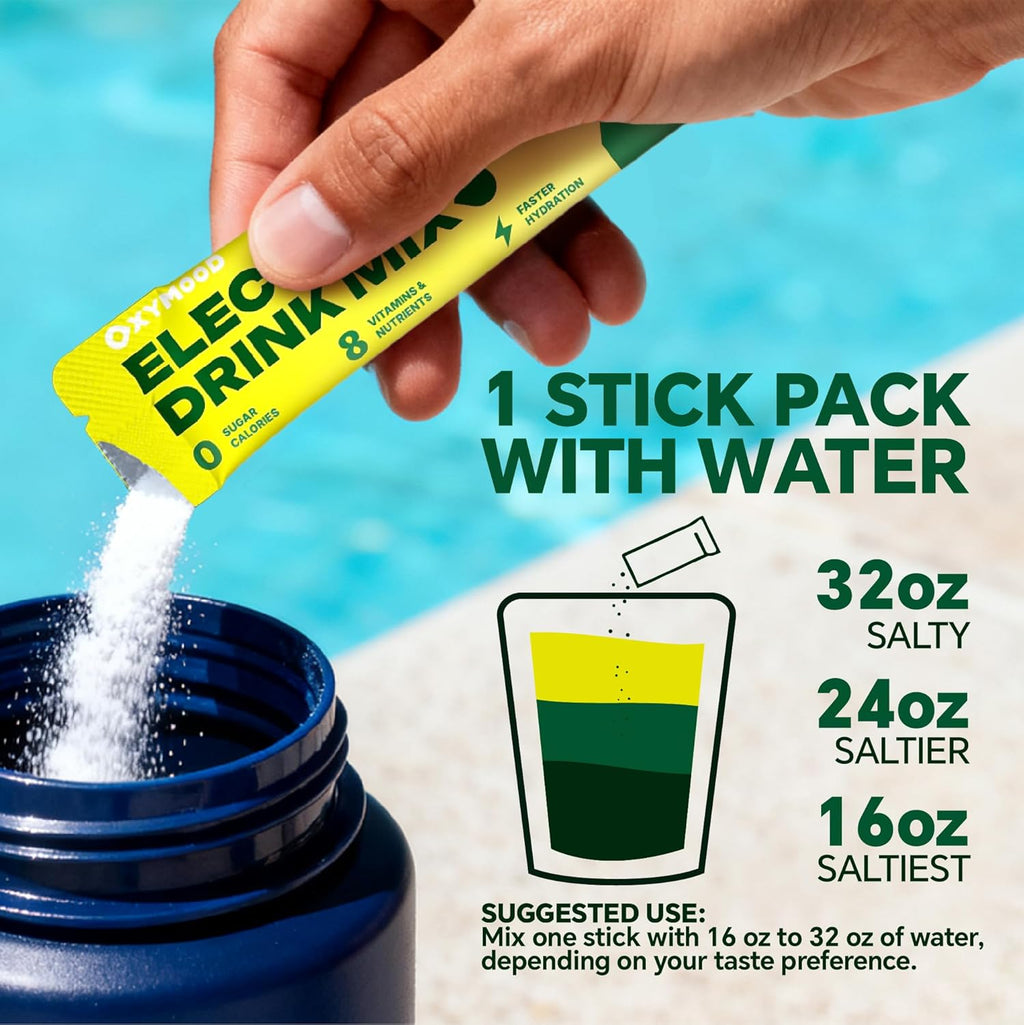 Sugar Free Electrolytes Powder Packets - Salty High Sodium Hydration Packets, Electrolytes Drink Mix for Fitness Enthusiasts & Outdoor Workers, Calories Free(Lemon Lime 30 Sticks)