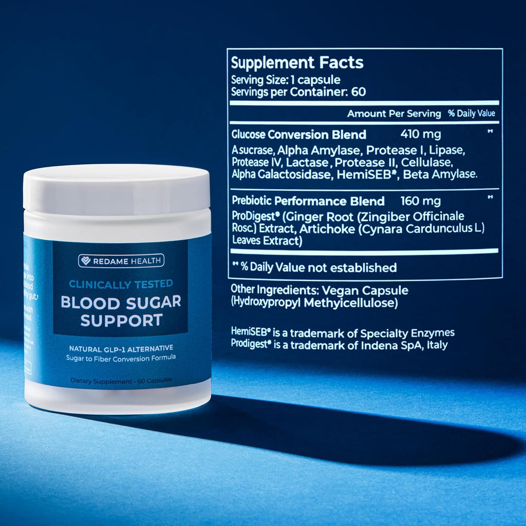 Blood Sugar Support Supplement - Glucose Support Supplement with Artichoke Leaf, Ginger Root & Prebiotic Blend for Healthy Digestion & Overall Wellness, 60 Capsules