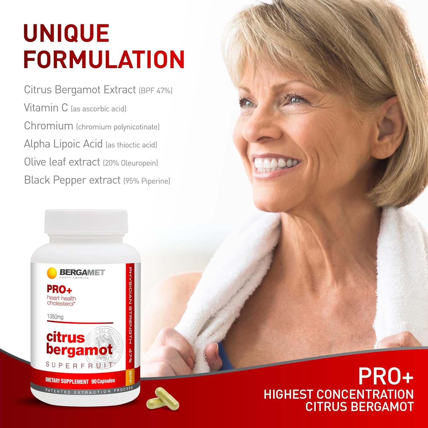 Citrus Bergamot SuperFruit PRO+ with Olive Leaf Extract - 47% BPF - 80% Polyphenols - 675mg per Serving - Worlds Strongest - Backed by Clinical Studies - Made in The USA - 180 Caps