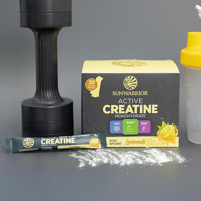 SUNWARRIOR Lemonade Active Creatine Stick Pack 30ct, 0.24 OZ