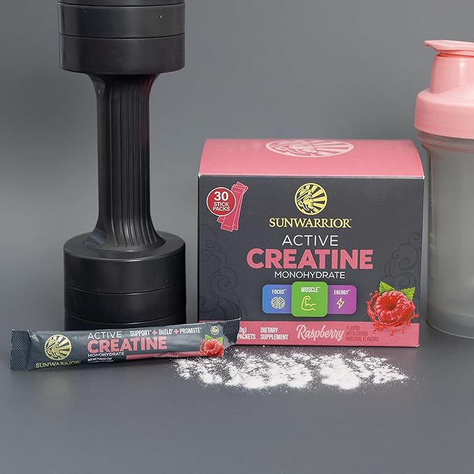 SUNWARRIOR Raspberry Active Creatine Stick Pack 30ct, 0.24 OZ