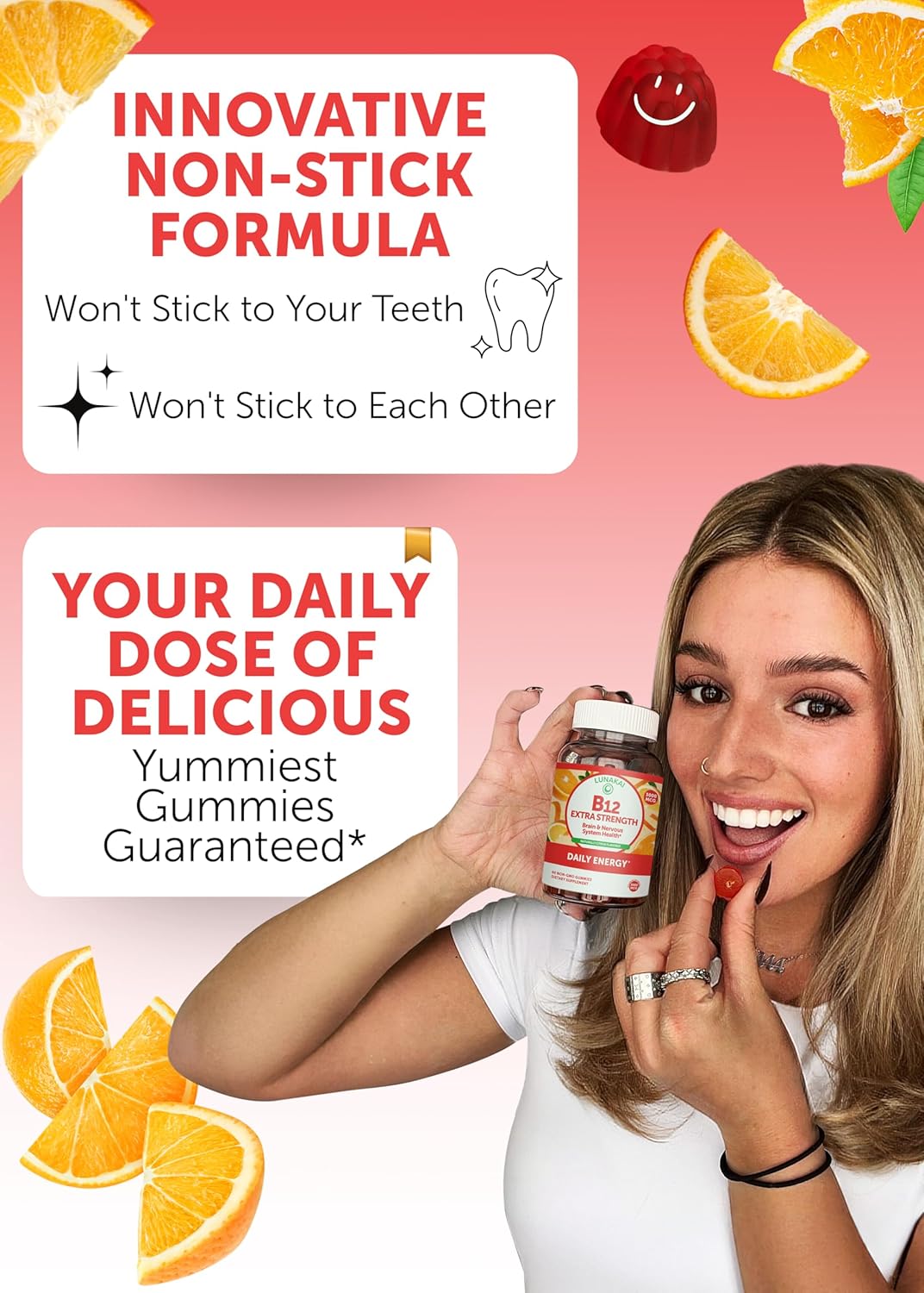 Lunakai Vitamin B12 and Vitamin D3 Gummies Bundle - 3000 mcg B12 and 25 mcg 1000 UI VIT D3 - Gluten Free, No Corn Syrup, Organic, Non-GMO, Plant Based Gelatin Free