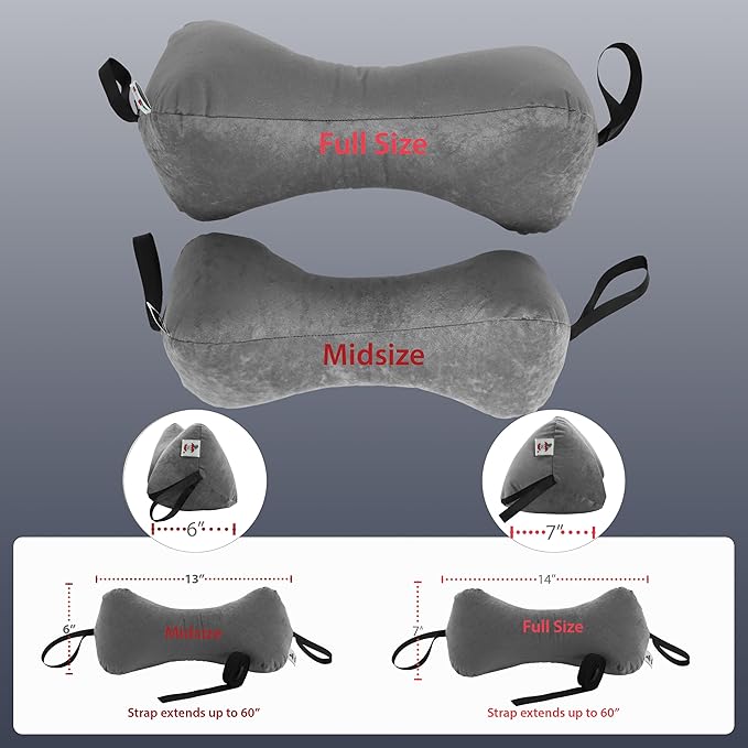 Core Products Sleep Log Bone Shaped Chiropractic Neck and Back Pillow for Cervical Support, Adjustable Firmness - Travel or Use at Home, 15" x 7" x 7", 60" Strap