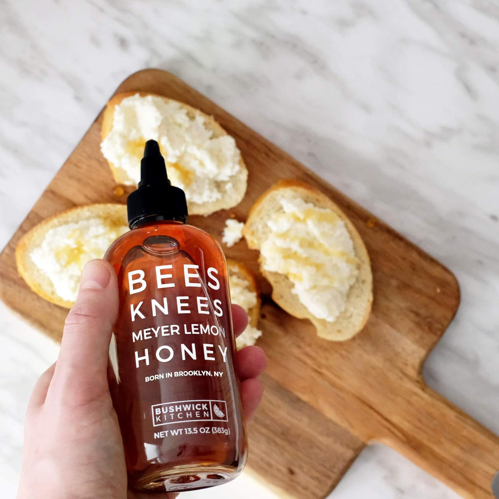 Bees Knees Meyer Lemon Honey Squeeze Bottle, Raw Honey for Tea, Sweet & Bright, Infused with Citrus & Made in the USA, Pure & All Natural, Unfiltered & Gluten Free, 12.5oz