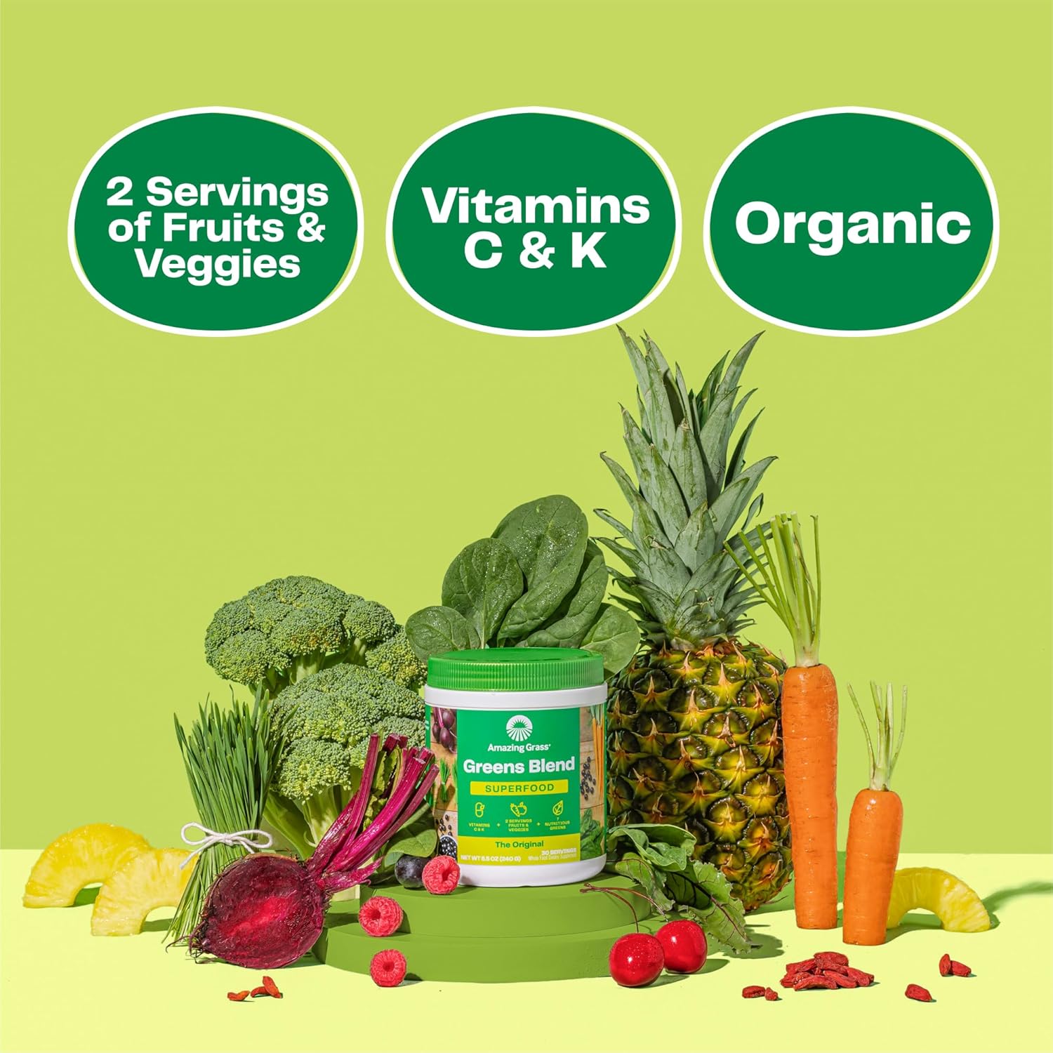 Amazing Grass Greens Blend Superfood: Super Greens Powder Smoothie Mix for Boost Energy, 30 Servings & Nature Fuel Power Beets Powder, Beet Root Powder, Support Natural Energy, 30 Servings