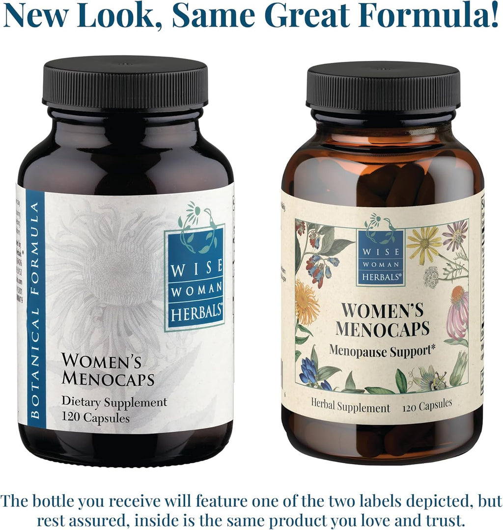 Wise Woman Herbals Women's Menocaps Non-GMO Herbal Blend for Menopause Support, Hot Flashes, Night Sweats, Mood Support, Emotional Balance, Hormonal Support 120 Veg Caps