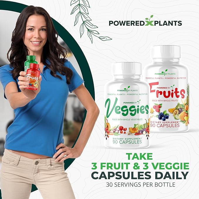 Fruits & Veggies Capsules - Natural Superfood Packed with Vitamins & Minerals - Fruit & Vegetable Supplements for Adults Pack of 6, 90 Capsules Each