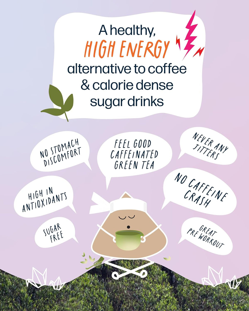 Kubo Tea Lemon Mango Black Tea - Organic High Caffeine Energy Blend - 20 Pyramid Tea Bags (155mg Caffeine each) - Healthy Sugar Free Coffee Substitute for Hot and Iced Drinks - Biodegradable Packaging