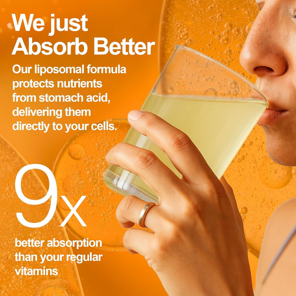 Aurora Nutrascience Nano-Pack Liposomal Vitamin C Powder Drink Mix, Immune Support, High Strength 3,000 mg Per Serving 10 Single Serve Packets, Orange