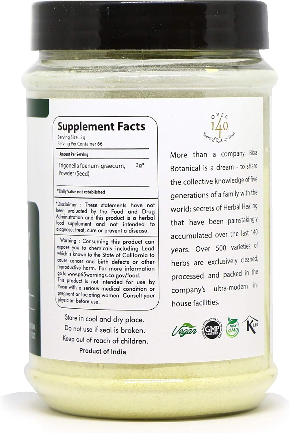 bixa BOTANICAL Fenugreek Powder | Trigonella foenum ǀ Ayurvedic Herbal Supplement | 200 Grams / 7 OZ | Gluten Free, Non-GMO, Steam Treated, Vegan, 100% Pure.