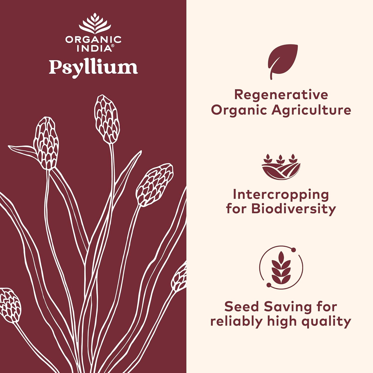 ORGANIC INDIA Psyllium Husk Capsules - Fiber Supplement, Healthy Elimination - Vegan, Keto Friendly, Gluten-Free, USDA Certified Organic, Non-GMO, Soluble & Insoluble Fiber Source - 180 Count