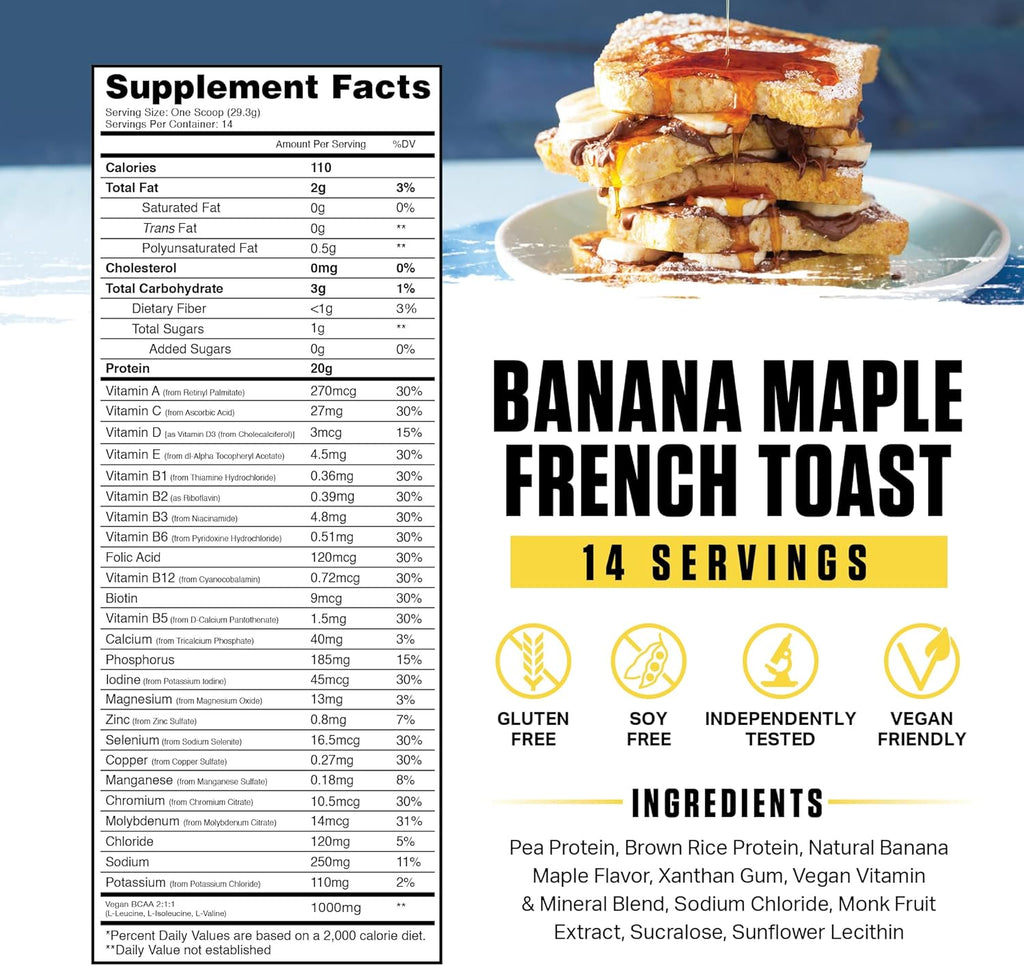 Ambrosia Planta - Premium Organic Plant-Based Protein | Vegan & Keto Friendly | Gourmet Flavors with No Bloating or Stomach Upset | No Added Sugar | 14 Servings | (Banana Maple)