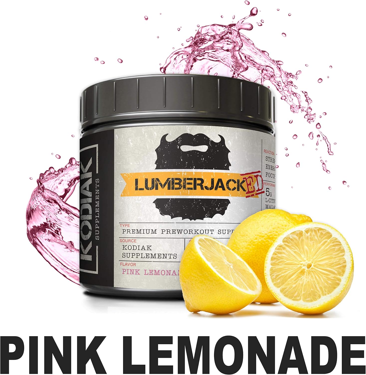 LUMBERJACKED Pre Workout Supplement with CarnoSyn 30 Servings - Better Pumps, Strength, Energy, and Focus - No Crash (Pink Lemonade)