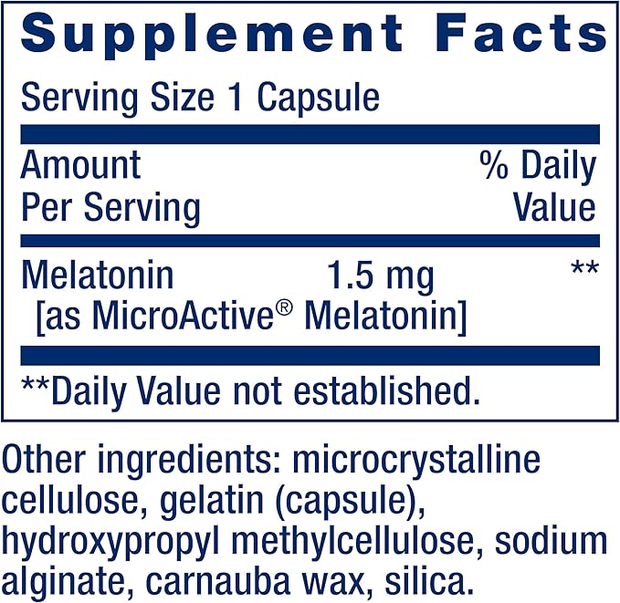 Life Extension Melatonin IR/XR, 1.5 mg, immediate- and Extended-Release Formula for Optimal Sleep Support, Healthy circadian Rhythms, Cellular Defense, Gluten-Free, Non-GMO, 60 Capsules