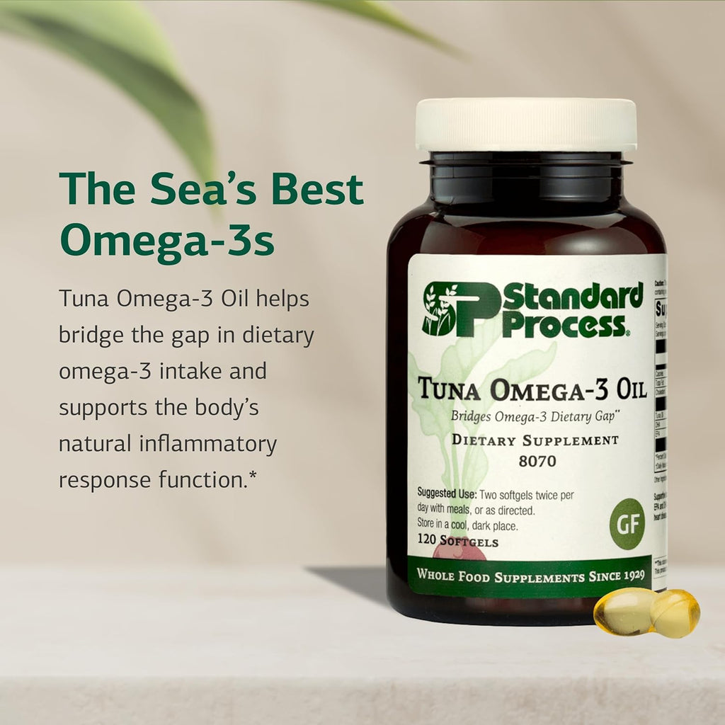 Standard Process Tuna Omega-3 Oil - Brain & Eye Health Support Supplement - Essential Fatty Acid Supplement with Omega-3 - Nutritional Supplement to Aid Skin Health - 120 Softgels
