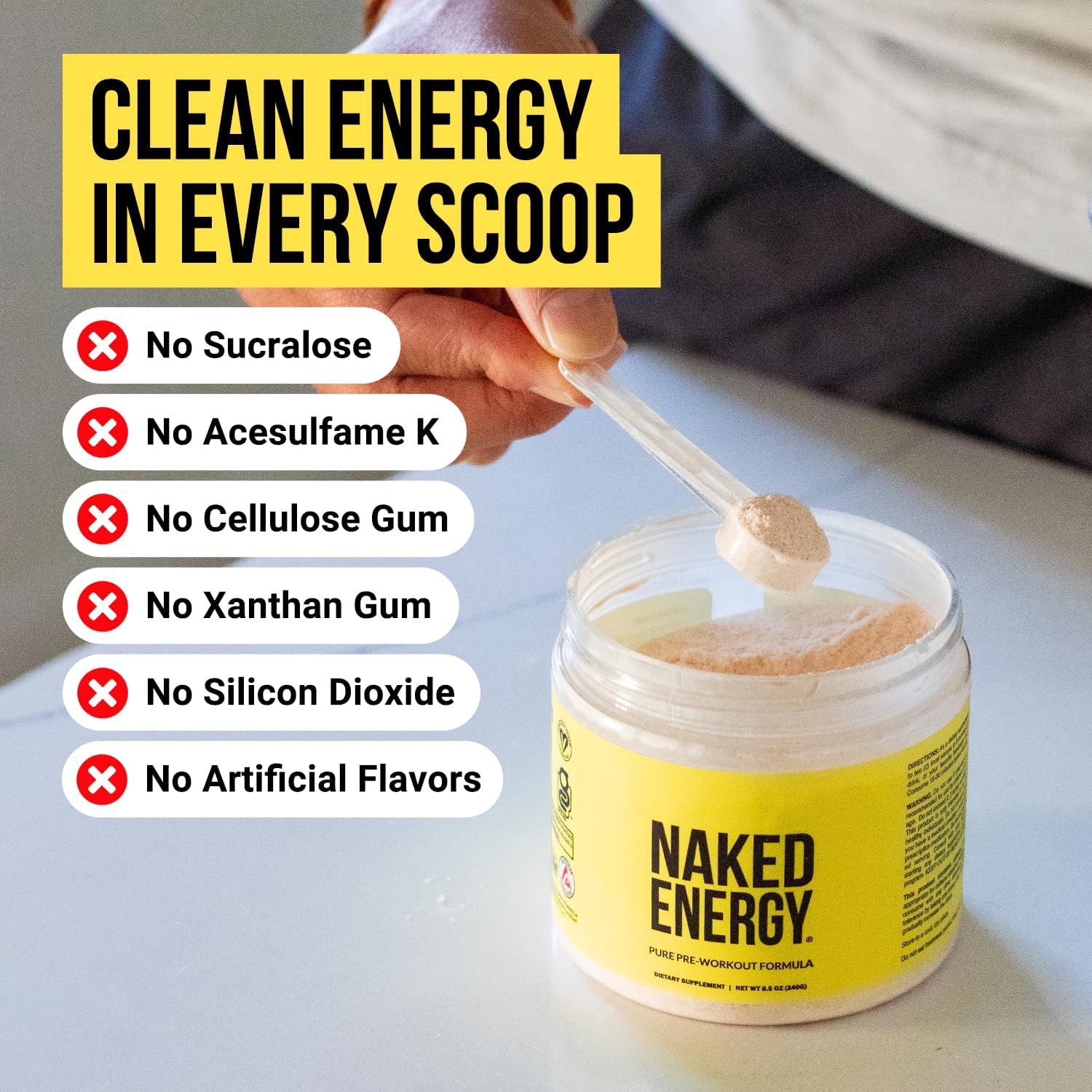 NAKED Watermelon Energy - Clean Pre Workout Supplement for Men and Women, Vegan Friendly, No Added Sweeteners, Colors Or Flavors - 30 Servings