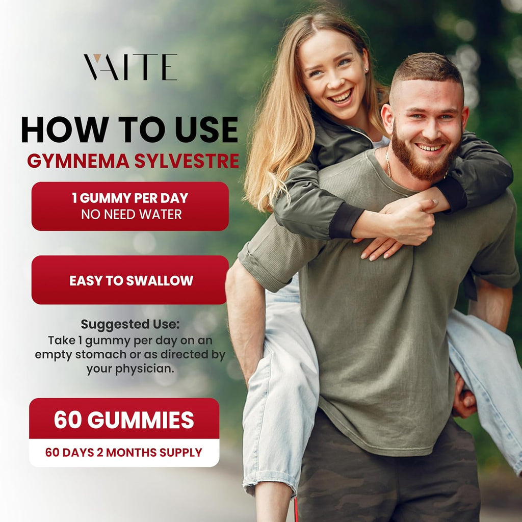 VAITE Gymnema Sylvestre Supplements 600mg – 20:1 Leaf Extract Gummies, Non-GMO, Gluten-Free, Vegan-Friendly, Made with Plant-Based Ingredients, with Antioxidant Properties, 60 Chewable Gummies