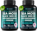 Secret Element Irish Sea Moss Black Seed Oil Ashwagandha Ginger, 20,000mg Capsules, Seamoss Black Seed Oil Ashwagandha Burdock Root, All in One Supplement, 120 Capsules, Pack of 2