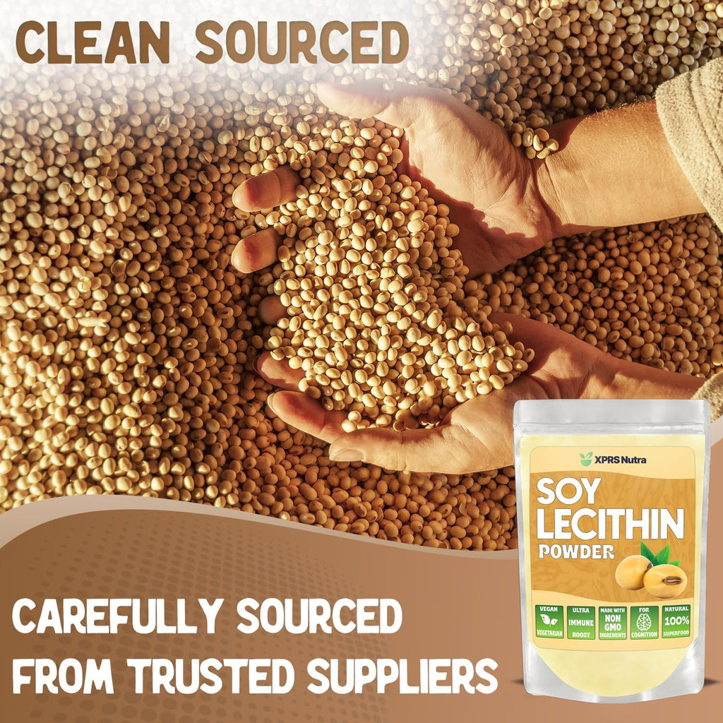 XPRS Nutra Soy Lecithin Powder Food Grade Fat Emulsifier - Suitable for Cooking, Baking and More - Vegan Friendly Soy Lecithin Powder Cooking Aid (4 Ounce)