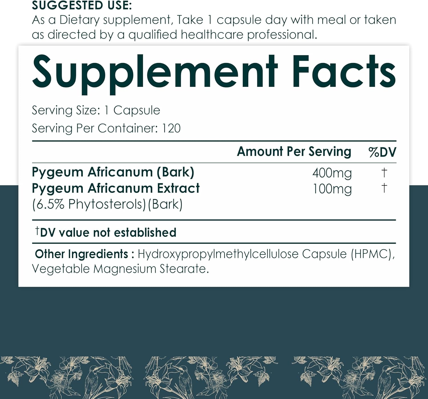 Pygeum Bark Extract 500mg 120 Capsules - Herbal Supplement Supports Prostate Health, Bladder, and Urinary Tract - Men's Health Supplement (Vegetarian, Non-GMO) 4 Months Supply