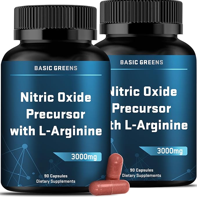 L-Arginine 3000mg Nitric Oxide Supplement for Men and Women – Non-GMO Vegan Capsules with Beet Root for Circulation, Endurance, Energy, Stamina, Performance and Workout – 180 Caps