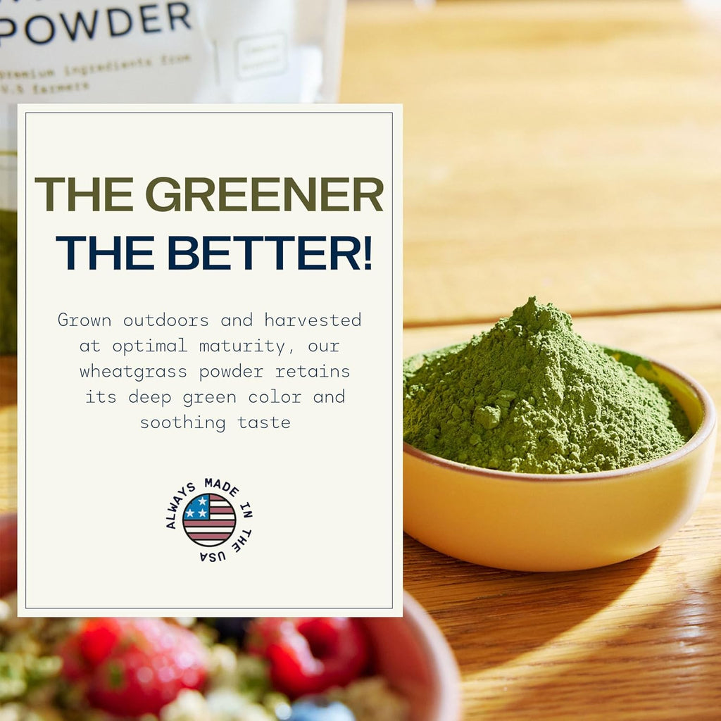 Organic Wheatgrass Powder - 100% Whole-Leaf Powder for Energy, Detox & Immunity Support - Rich in Immune Vitamins, Fibers, and Minerals - Vegan-Friendly, Raw & Gluten-Free (12 Ounce)