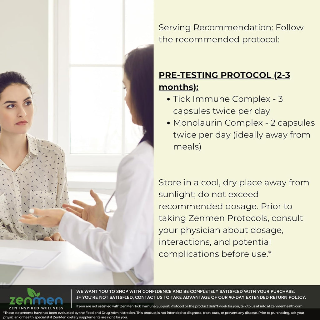 Zenmen Pre-Testing Lite Bundle - Helps Balance Your System Before Testing - 1 Tick Immune Support + 1 Monolaurin Capsules