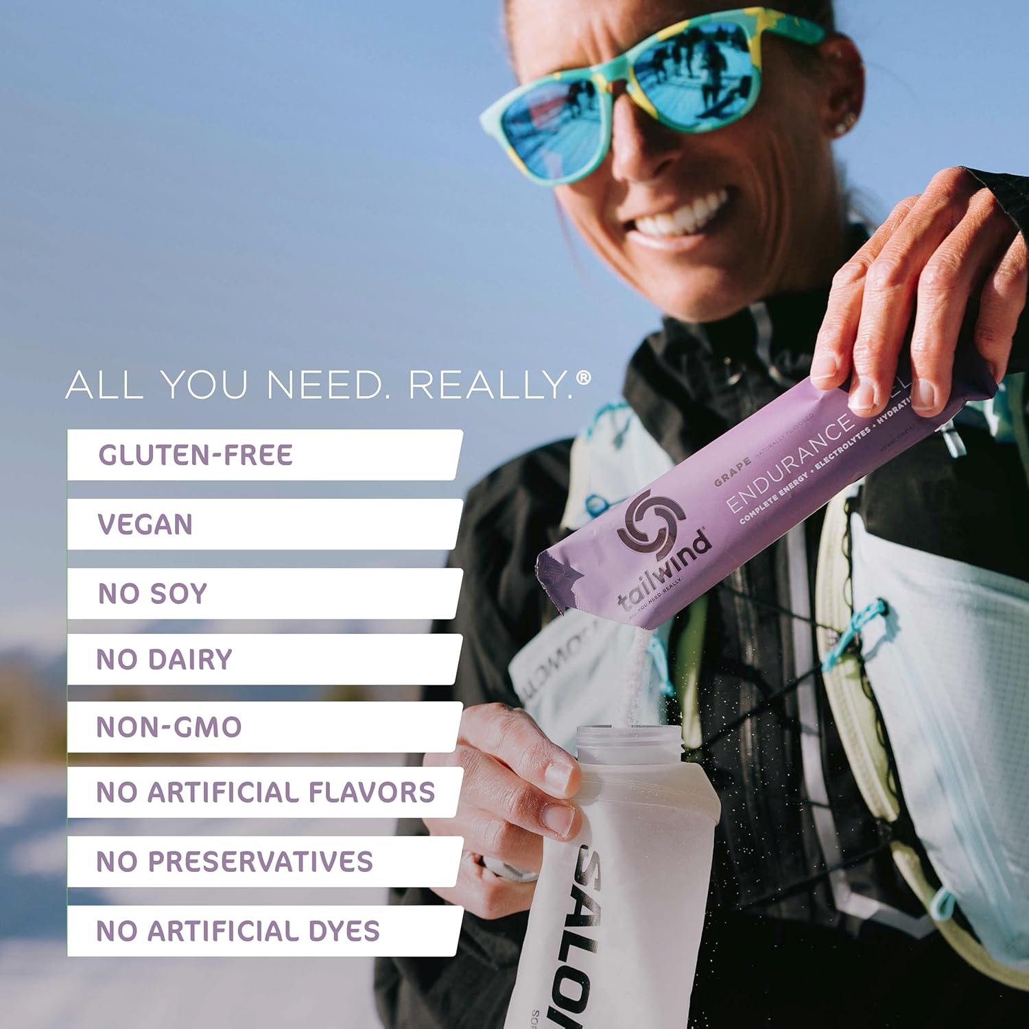 Tailwind Nutrition Endurance Fuel, Carbohydrate & Electrolyte Sports Drink Mix Powder, Gluten-Free, Vegan, Grape, 30 Servings