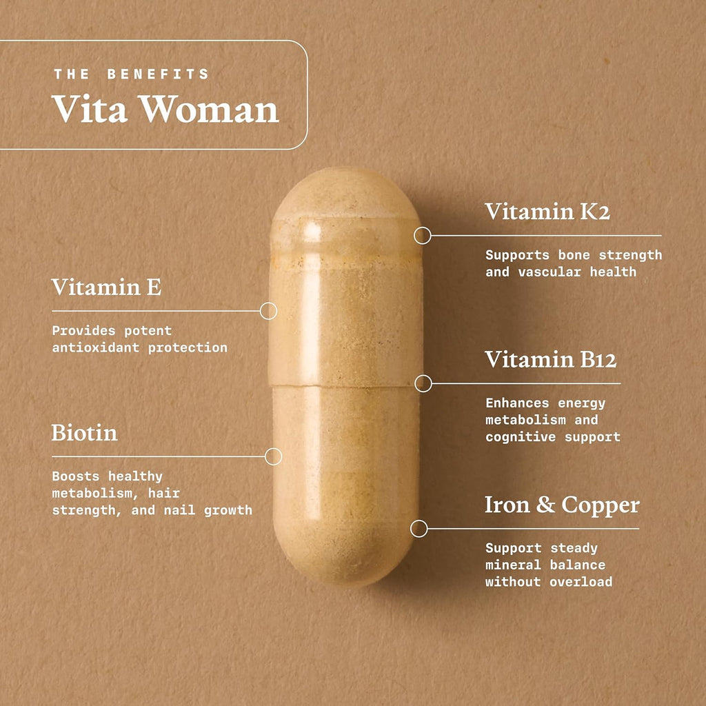 Ultra Life Sport - VITA Woman Premium Multivitamin for Women - 30 Capsule Daily Vitamins for Women with Vitamin E, K2 MK-7, and B for Maximum Absorption - 100% Vegan, Organic, Non-GMO, Gluten Free