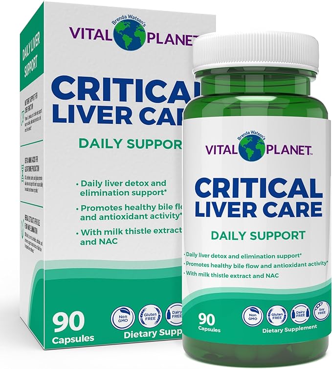 Vital Planet – Critical Liver Care Liver Cleanse Detox & Repair Daily Support with Milk Thistle, NAC Supplement N-Acetyl Cysteine, Dandelion, Turmeric, Berberine, Alpha Lipoic Acid, TMG, 90 Capsules