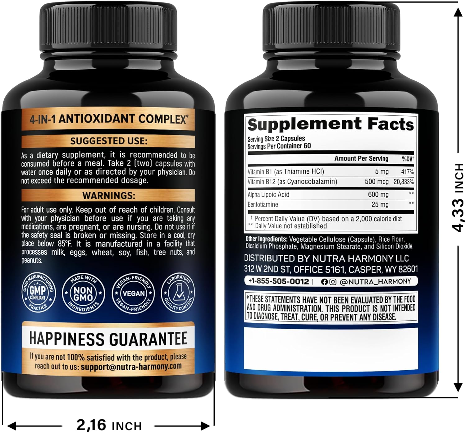 Alpha Lipoic Acid 600mg - ALA Supplement Antioxidant for Nerve, Energy & Metabolism Support - Extra Strength with Benfotiamine, B1 & B12 - Lab Tested, Non-GMO & Vegan - 120 Capsules, 2 Month Supply