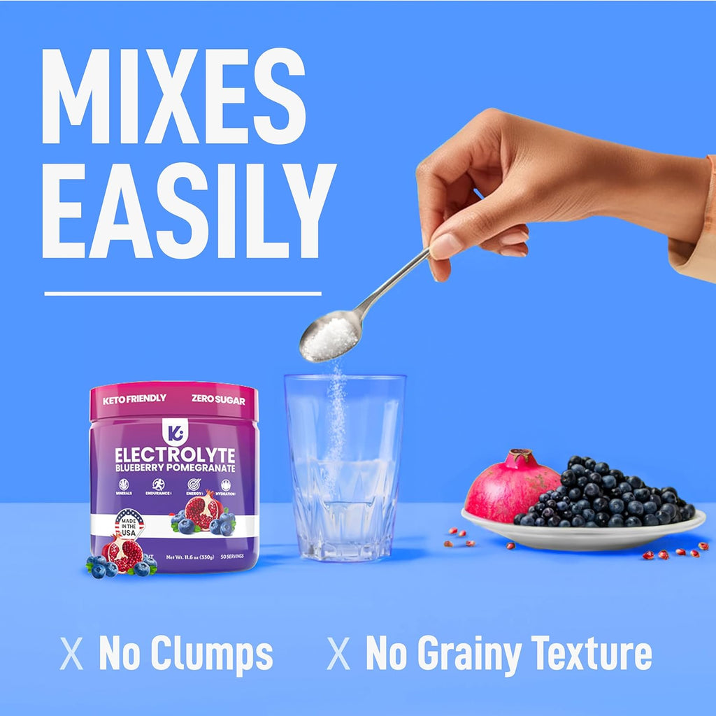 Keppi Electrolytes Powder – Blueberry Pomegranate Flavor – No Sugar Hydration Supplement with Potassium, Magnesium, Sodium – 50 Servings – Keto, Vegan, Fasting-Friendly, Zero Calorie Electrolyte Drink