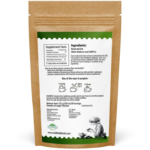 50 Bags White Mulberry Tea Mulberry Leaf Herbal Tea (Morus Alba) - 50 Count 1.5g Bags Herb Hoja De Morera