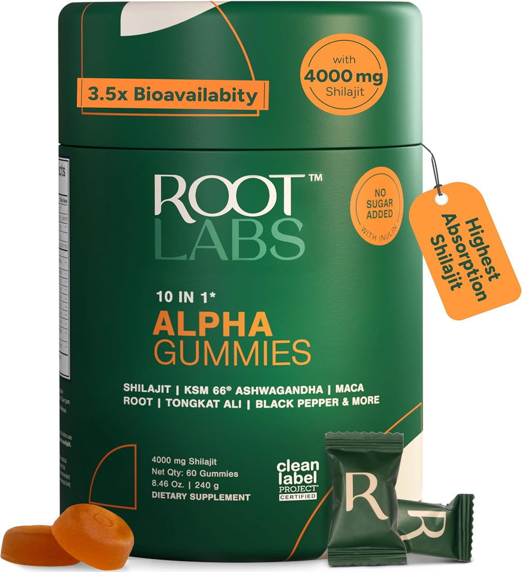 10-in-1 Alpha Shilajit Gummies | 4000 mg Pure Himalayan Shilajit, Tongkat Ali, Maca Root, 75% Fulvic Acid | ShilAbsorb Bioavailability Tech | Sugar-Free Vegan, 85+ Trace Minerals | 60 Pack