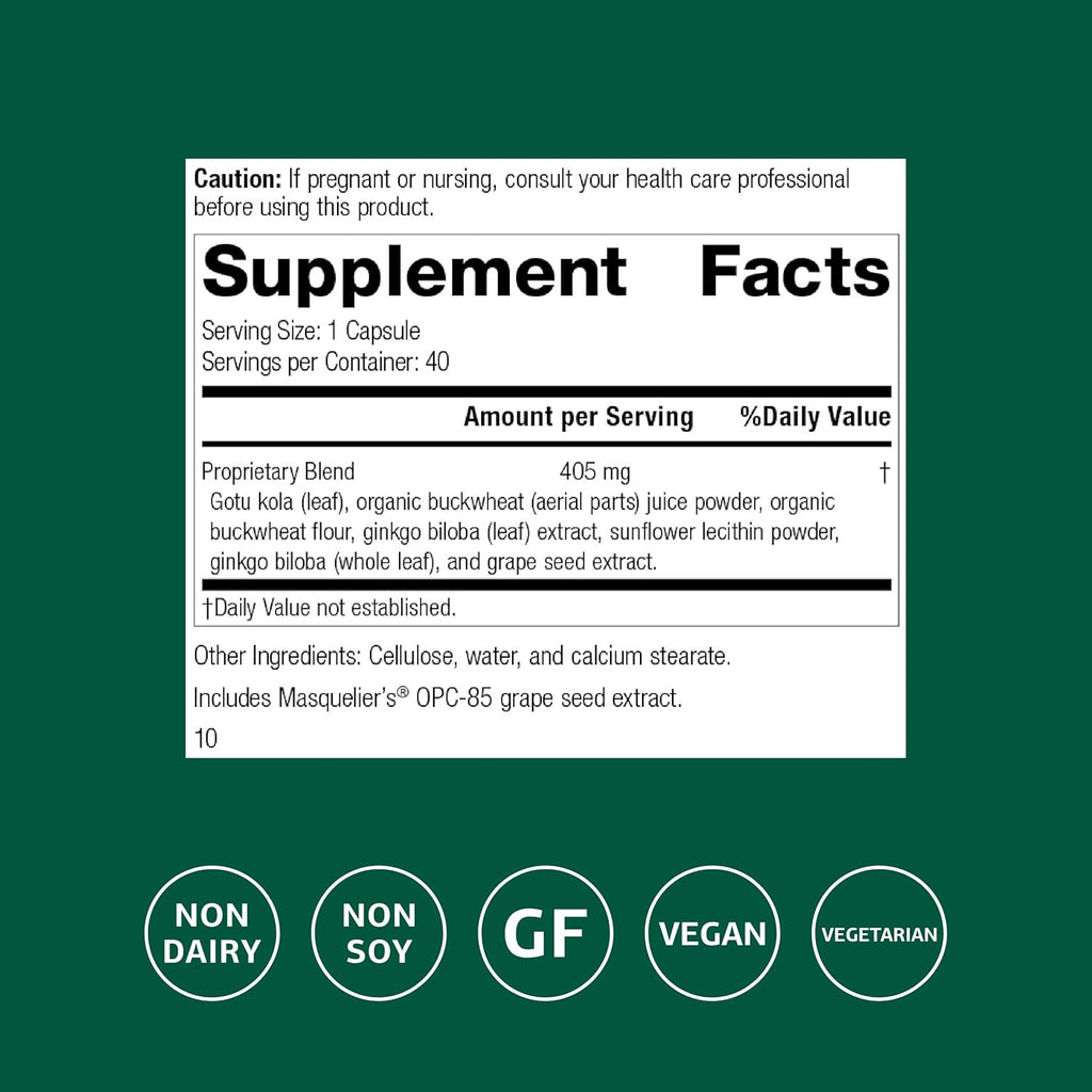 Standard Process Ginkgo Synergy - Brain Health Support Supplement - Supplement with Ginkgo Biloba Extract, Organic Buckwheat Powder & Gotu Kola to Support Antioxidant Activity - 40 Capsules