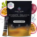 Hydrate + Balance Electrolytes Powder Packets – Vegan & Sugar-Free Hydration Packets with 6 B Vitamins & Adaptogens – Passion Fruit Powder for Instant Hydration & Energy – 30 Stick Servings