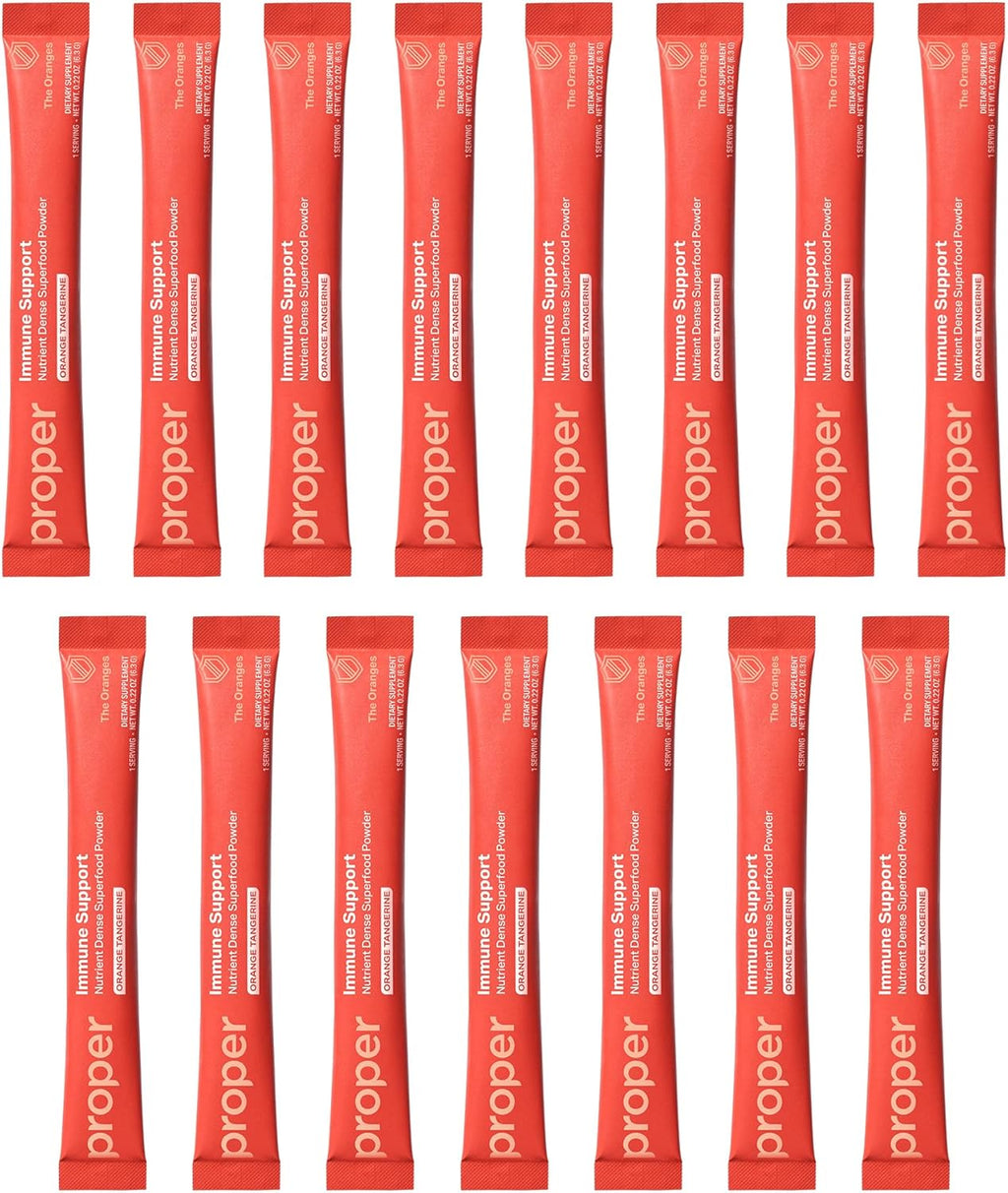 Proper, The Oranges Immune Support Supplement. Orange Tangerine Drink Mix. Elderberry Vitamin C and Zinc Complex with Echinacea, Immunity Vitamins, Phytonutrients and Gut Health Probiotic